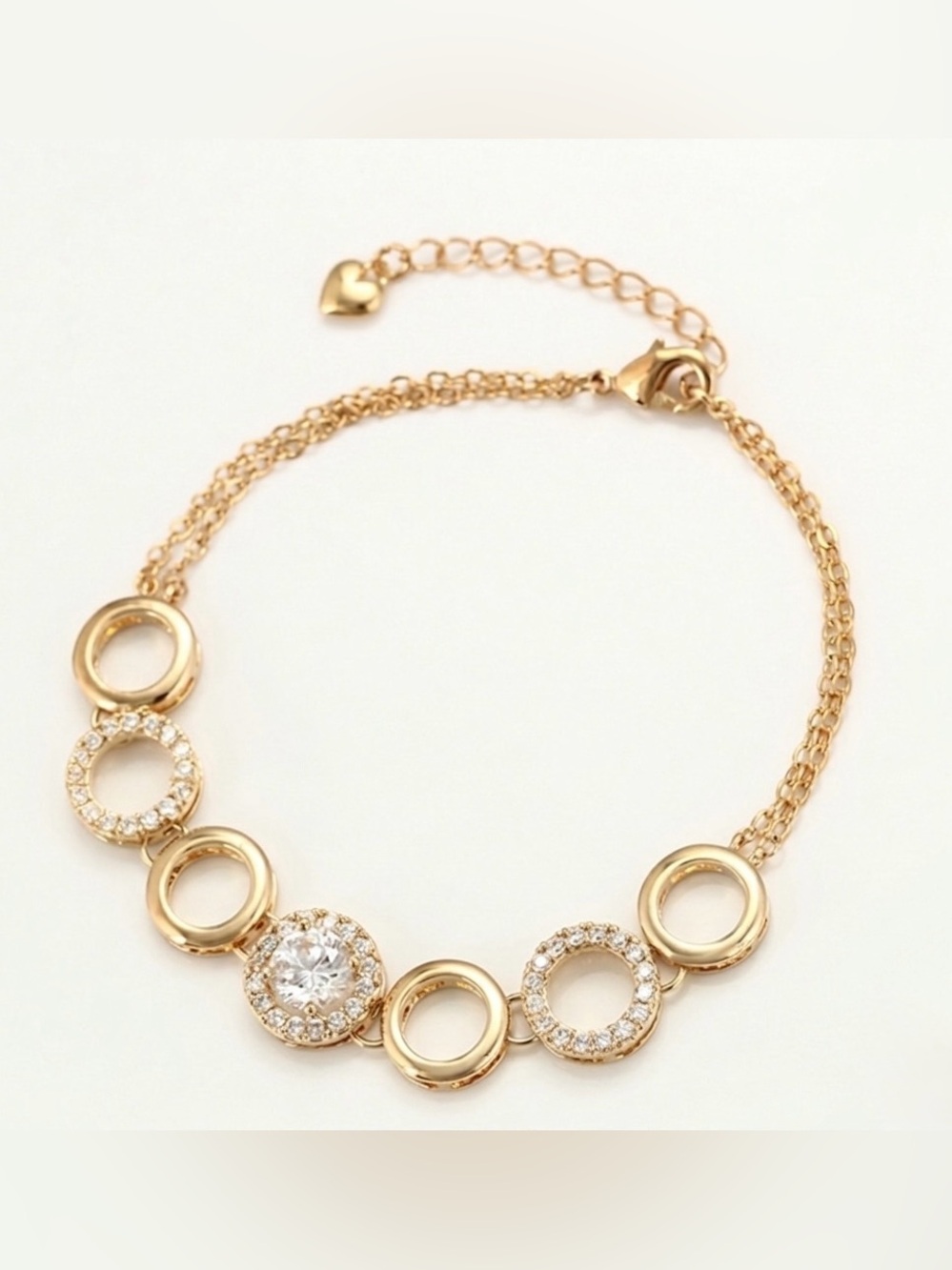Circle Bracelet | Real CZ Stone | 18k Gold Plated Adjustable Water Resistant - Picture 3 of 12